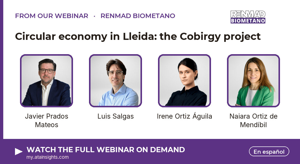 From our webinar — Circular economy in Lleida: the Cobirgy project. Speakers: Javier Prados Mateos, Luis Salgas, Irene Ortiz Águila, Naiara Ortiz de Mendíbil. Watch on demand.